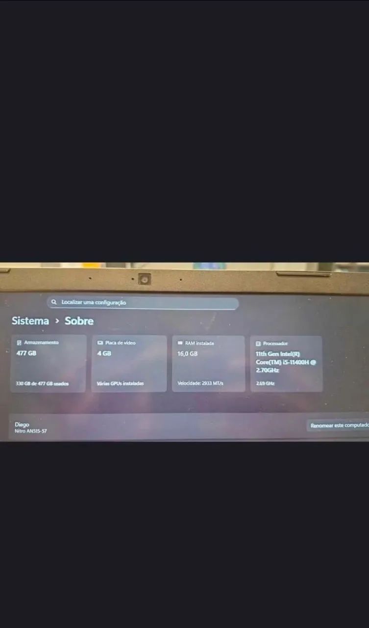 Acer NITRO 5 GTX 1650 - Foto 2