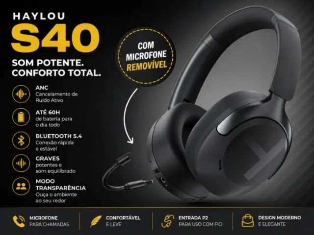 Fone Bluetooth Haylou S40 com Cancelamento de Ruído - Foto 2