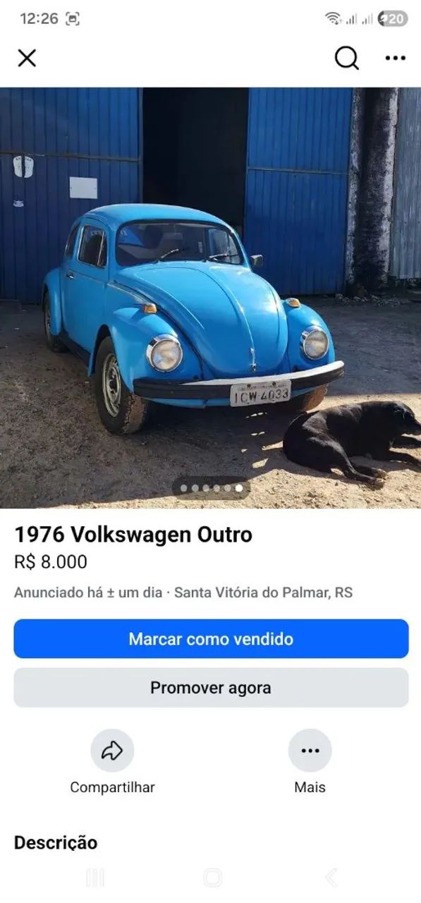 Volkswagen Fusca 1300 1976