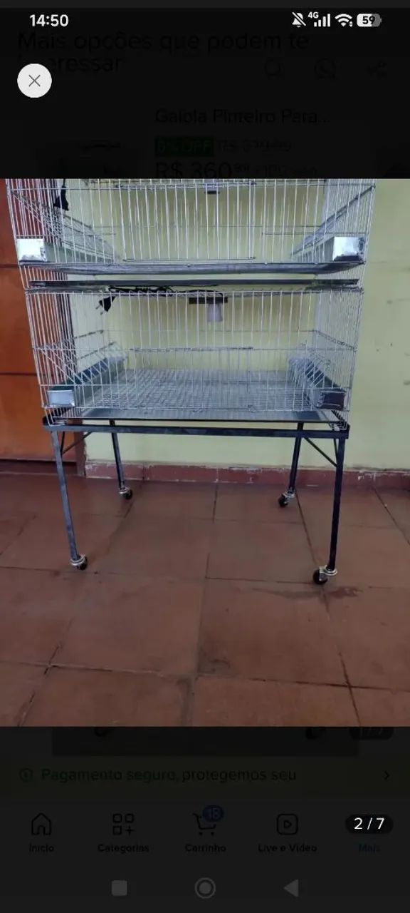 Gaiola para criar codornas/ pintinhos 