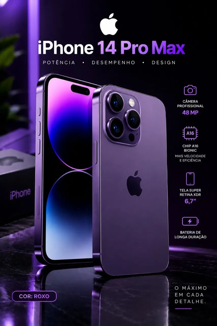 Iphones 14 pro max - Roxo e Preto 128gb - Foto 2