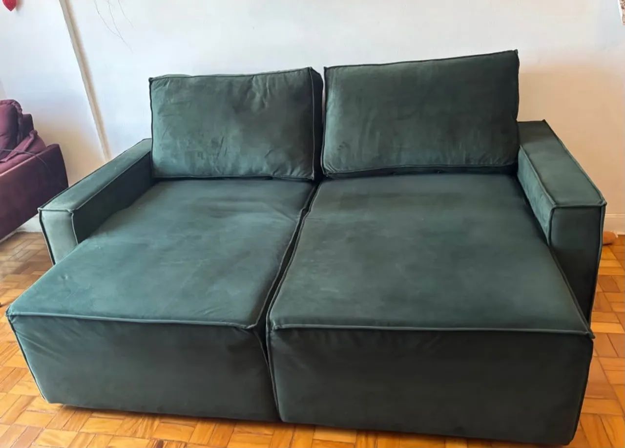 Sofá Cama Retrô Quadrado Verde - Foto 2