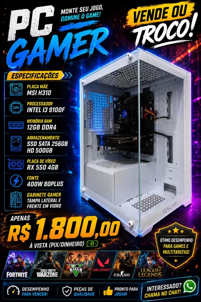 Pc gamer vendo ou troco 