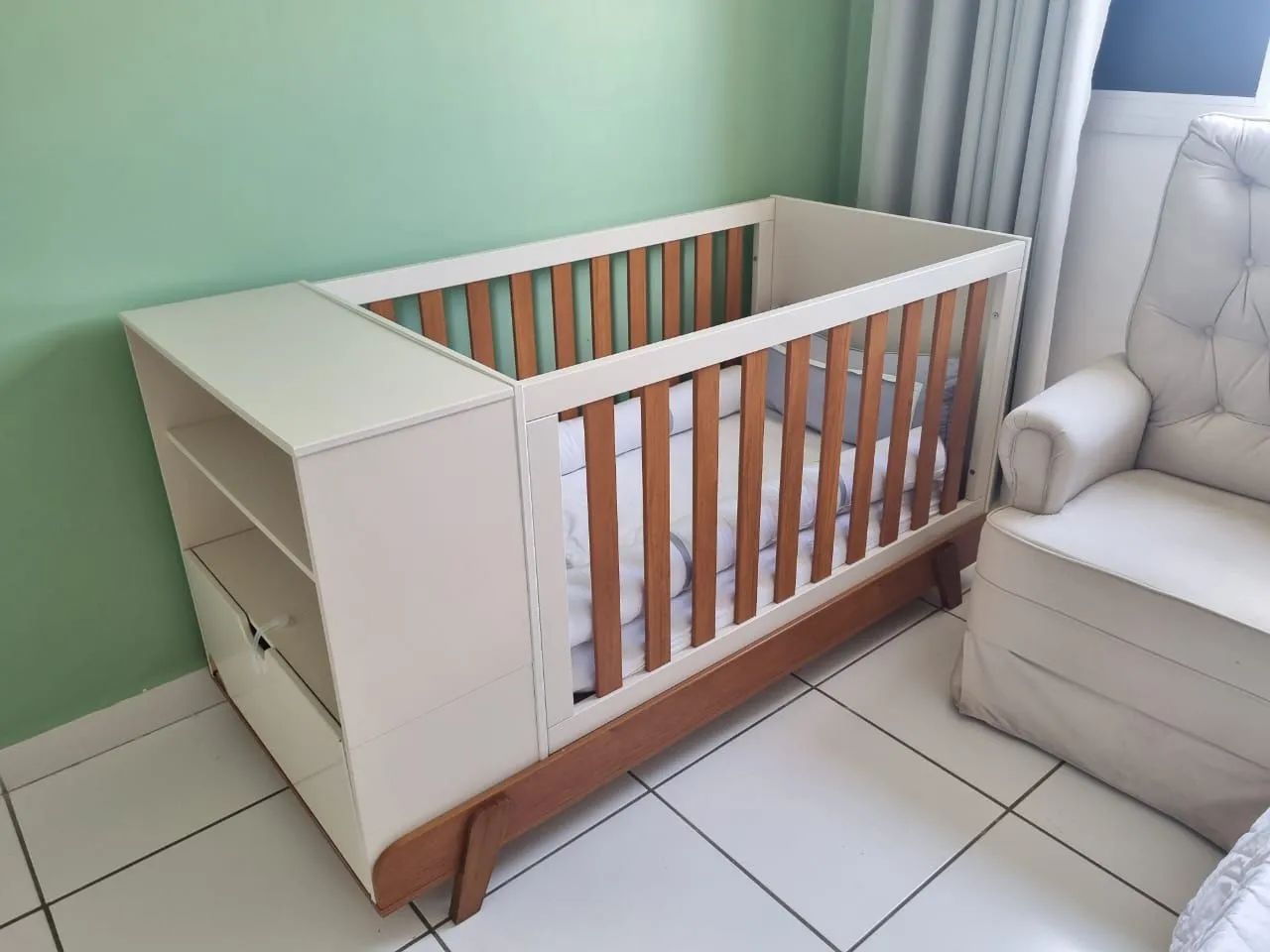 Berço Americano Matic Bkids Off White Freijó Eco Wood