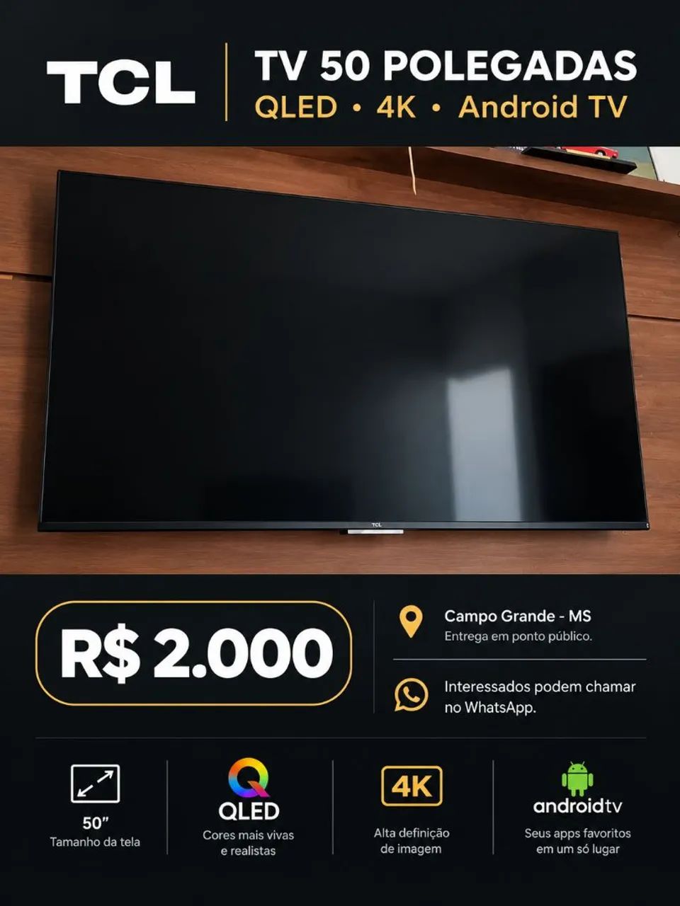 Tv 50 polegadas TCL 4k Android