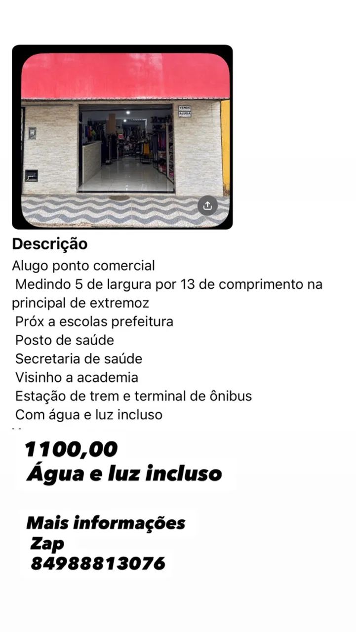 Alugasse ponto comercial com casa 