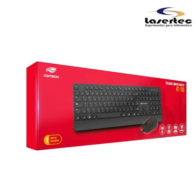 Kit Teclado + Mouse USB com Fio C3Tech KT-150BK Multimídia - Foto 2