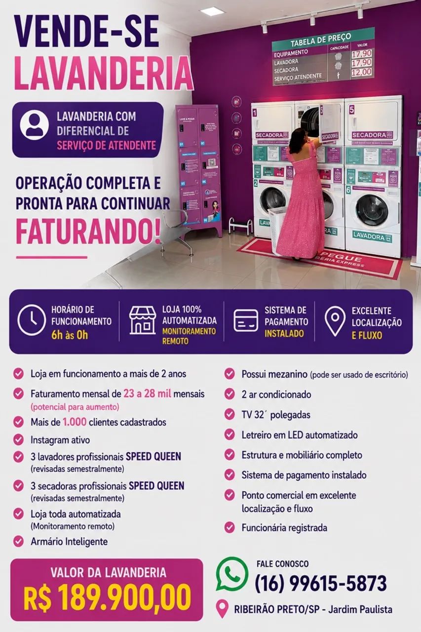 LAVANDERIA COMPLETA DE AUTO-SERVIÇO E SERVIÇO DE ATENDENTE