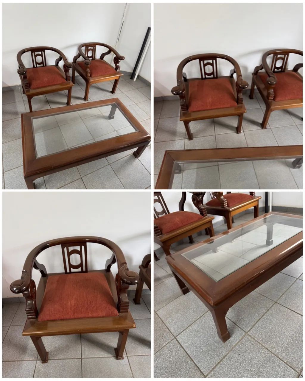Conjunto de 2 poltrona e 1 mesa de centro 