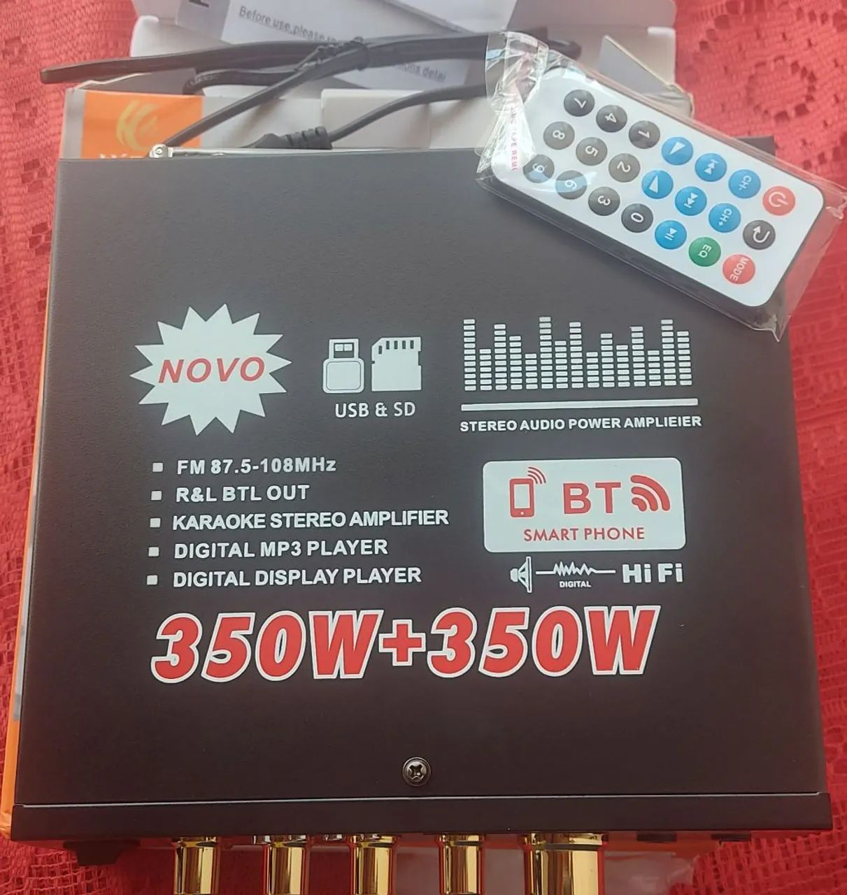 Amplificador de áudio com Bluetooth USB FM  - Foto 4