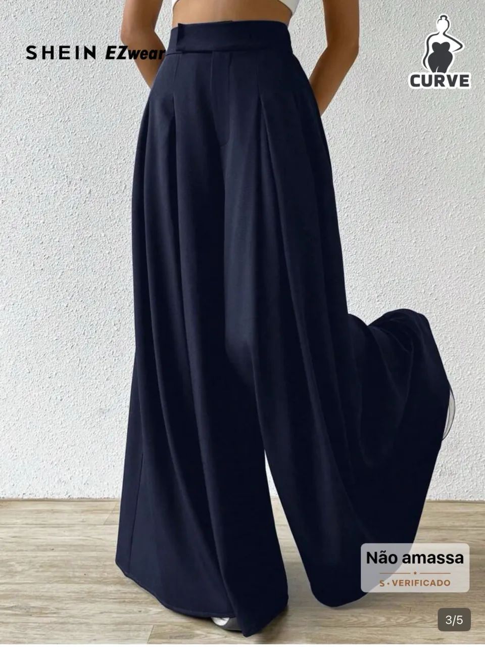Calça pantalona plissada Shein - Foto 2