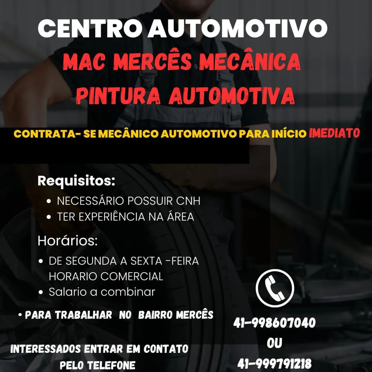 VAGA DE EMPREGO - MECÂNICO 