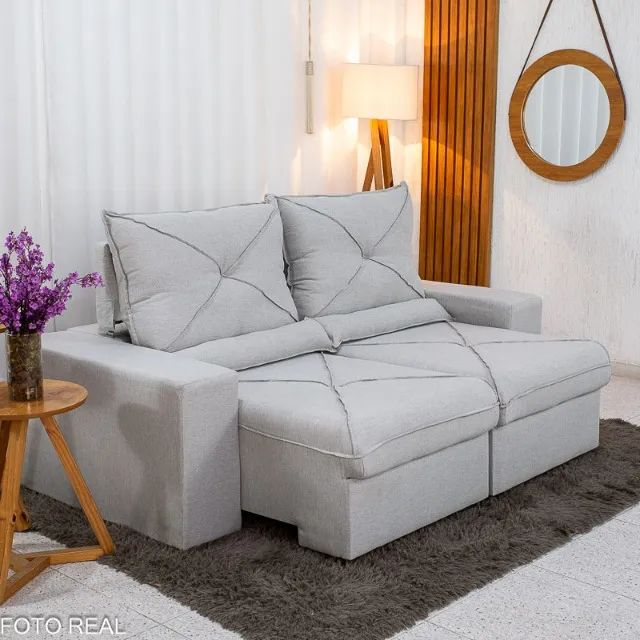 Lançamento com 50% OFF!! Sofá Retrátil Reclinável Tokio 2.00m Linho - Foto 3