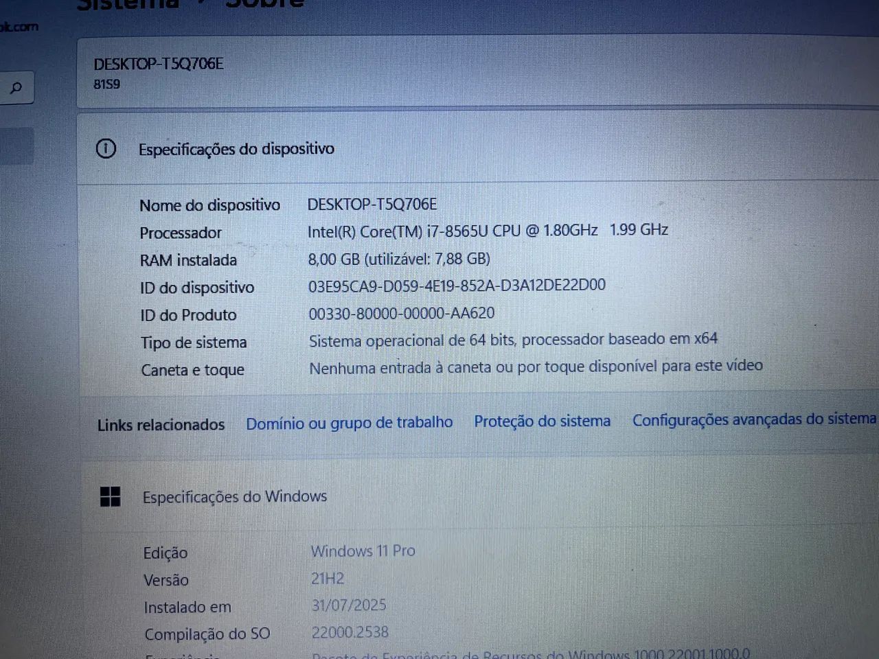 Notebook Lenovo Core i7-8565U com Nvidia GeForce MX110 - Foto 5