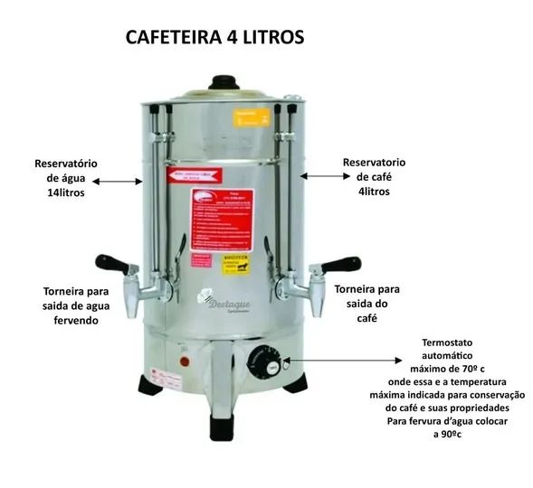 Cafeteira Industrial Elétrica Inox 4 Litros Consercaf 