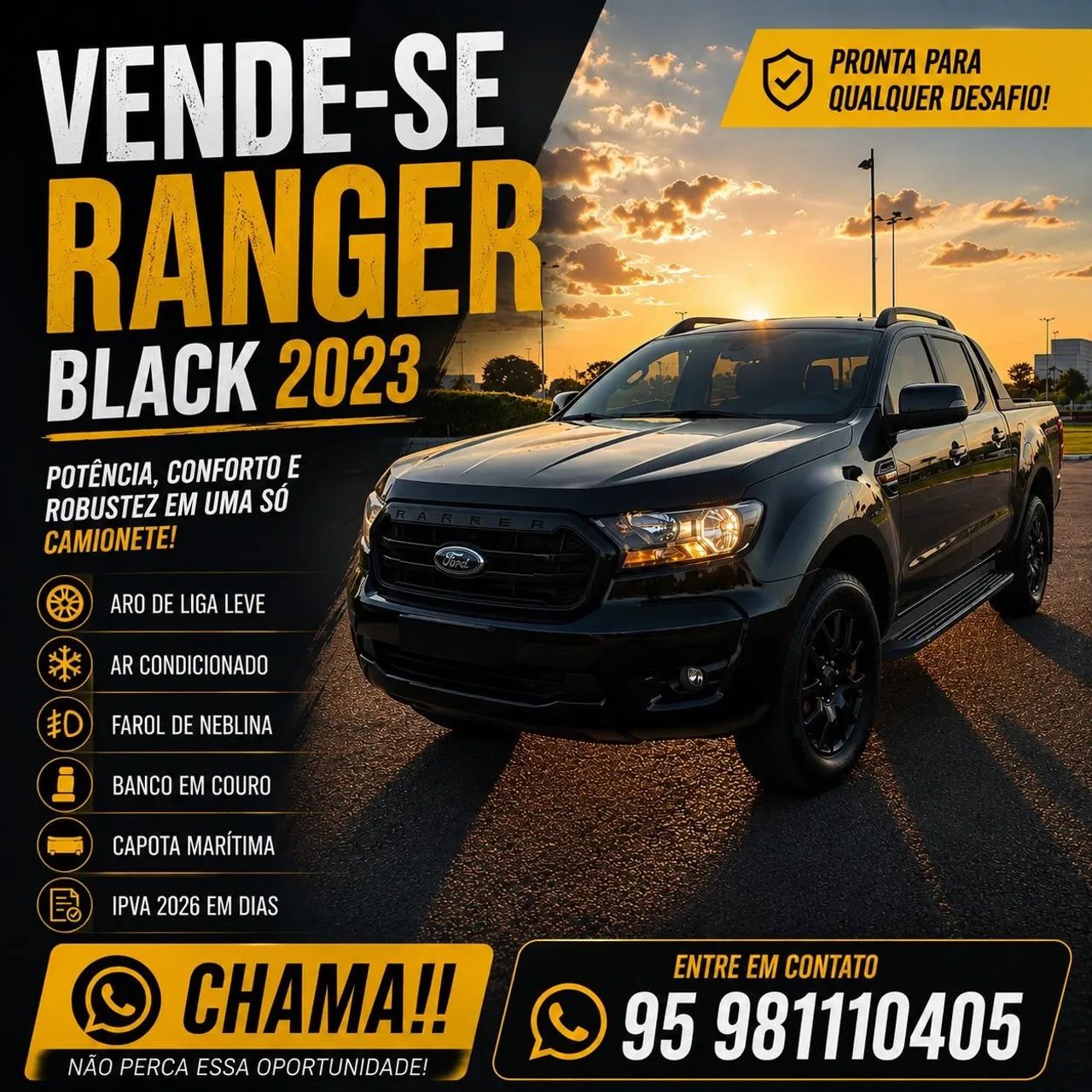Ford Ranger Black 2.2 4X2 CD Diesel AUT 2023 - Foto 2