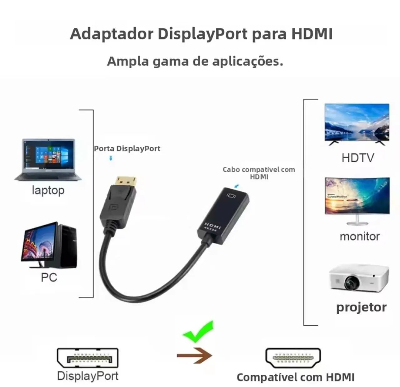 Conversor DisplayPort(DP) para HDMI - Foto 3
