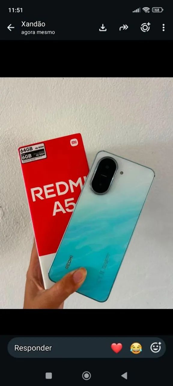 Redimi A5 com caixa, carregador, capinha e película 