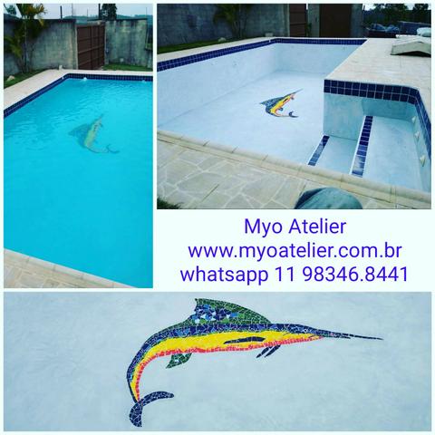 Fundo de Piscina Golfinho tartaruga mosaico - Foto 2