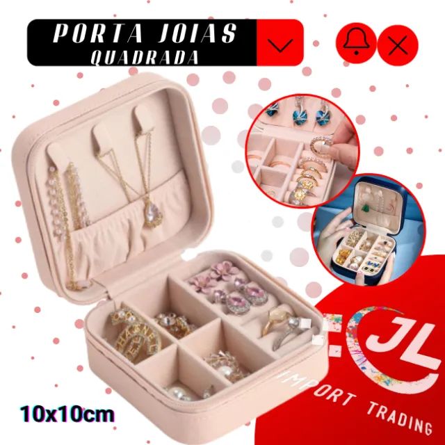 1.Mini Porta Joias Organizador Portátil Viagem Estojo Maleta Caixa