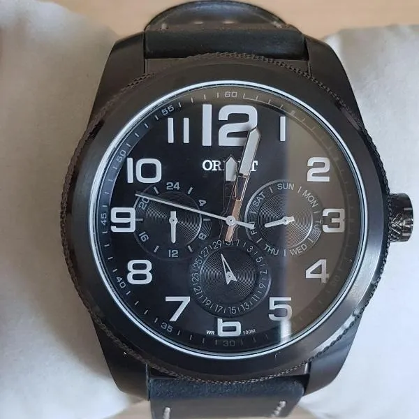 Relógio Orient MPSCM003 P2PX Aço Inox - Multi funções - Preto pulseira de couro