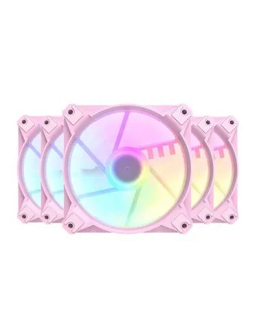 Kit 5 Ventoinhas Aigo DarkFlesh RGB rosa 120 MM - Foto 6