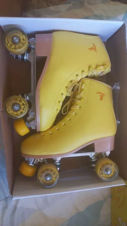 Patins shira txt  Skates Amarelo. - Foto 4