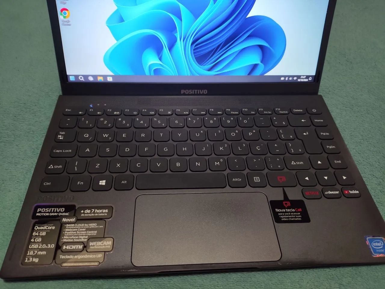 Notebook Positivo Motion Gray 0464C 64GB 4GB RAM Com Windows 11