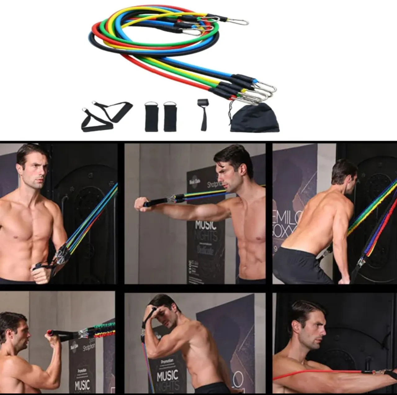 Kit de Elásticos para Exercícios - 7 Peças