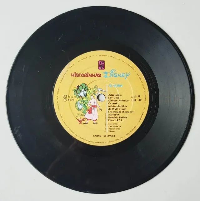 Disco Vinil Compacto - Historinhas Disney (Aladim) - 1979 (Sem Capa)