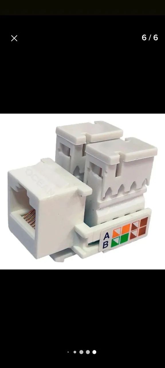 Conector fêmea Rj45utp keystone cat5e branco  - Foto 2