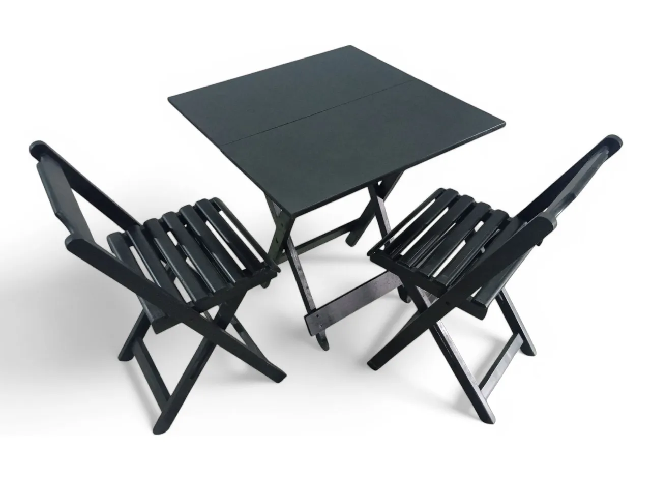 Conjunto de Mesa e Cadeiras Dobráveis Preto