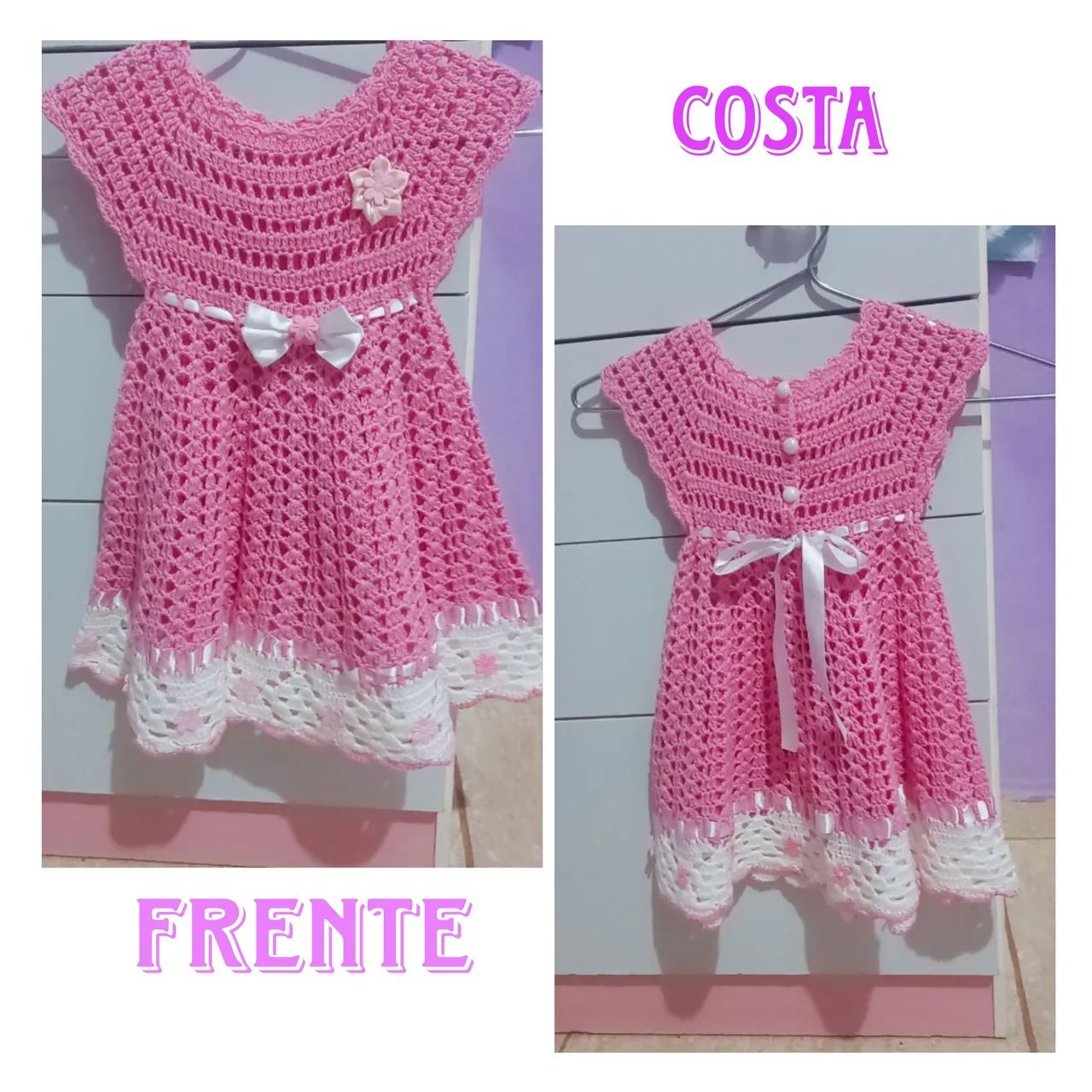 Vestido Crochê Bebê Menina 50 reais cada um - Foto 4