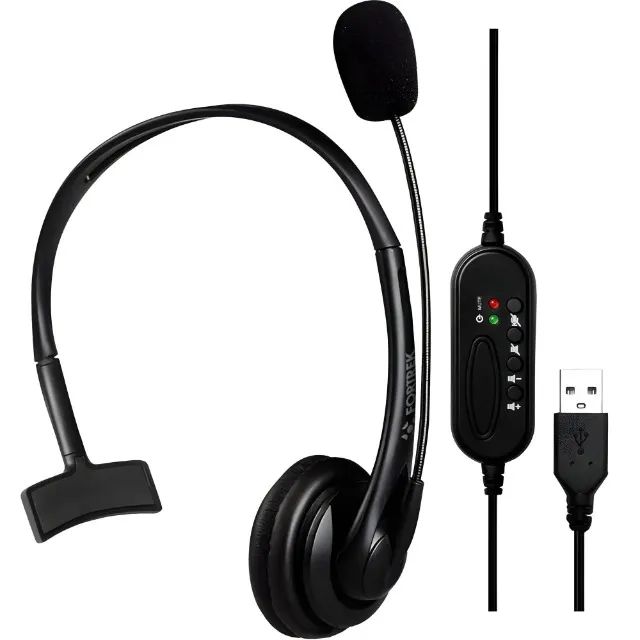 Headset Office FK731A USB Preto Fortrek - Conforto e Qualidade -Loja Coimbra Computadores  - Foto 2