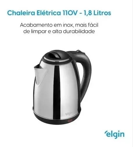 Chaleira elétrica Elgin 110v, capacidade de 1.8L, 1200w de potência (nova, na embalagem) - Foto 5