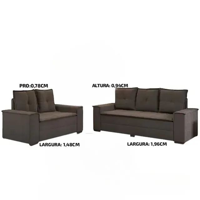 (PROMOÇÃO) Sofá 2 e 3 lugares Barcelona Cinza - Foto 2