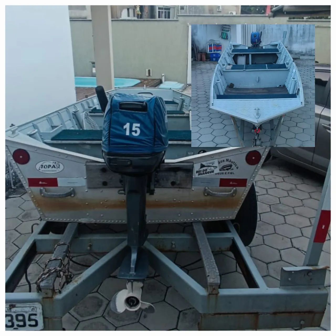 Barco de alumínio 4,5m - Yamaha 15hp - R$25.000,00 - Foto 2