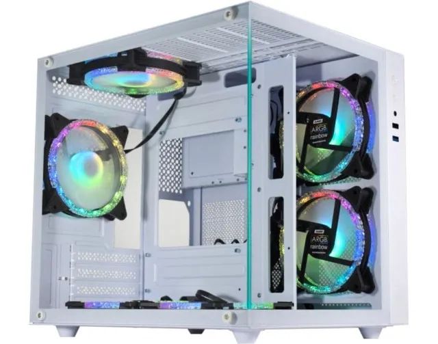 Gabinete Gamer K-Mex CG-W2SB, Mid Tower, mATX, Lateral e Frente em Vidro Temperado, Branco