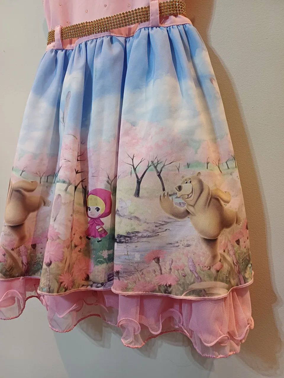 Vestido Infantil Masha e o Urso semi-nova,  com pouquíssimo uso - Foto 3
