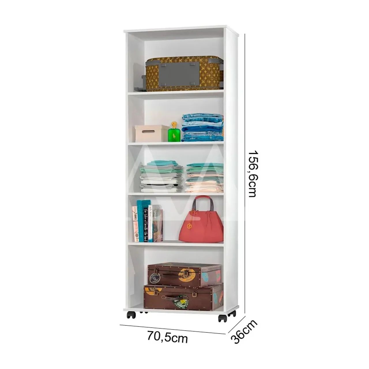 Multiuso 2 Portas Abrir Ja Arezzo C/ Rodízios Branco - Armários e