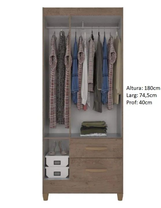 Guarda Roupa 3 Portas 2 Gavetas Espelho Novo Varios Modelos - Foto 2
