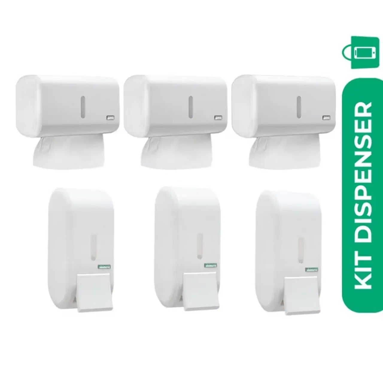 Kit Dispensador de Sabonete Líquido e Papel Toalha - 6 Peças