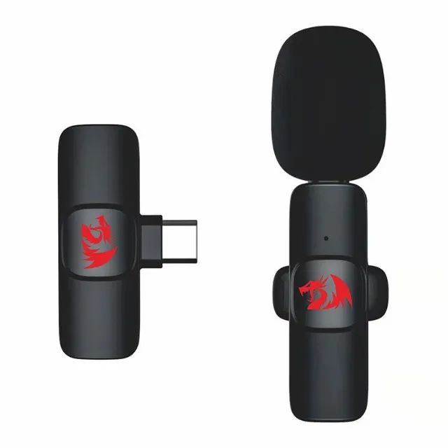 Microfone de Lapela Sem Fio Redragon Athan saída USB-C  com Adaptador Lightning - WZetta - Foto 2