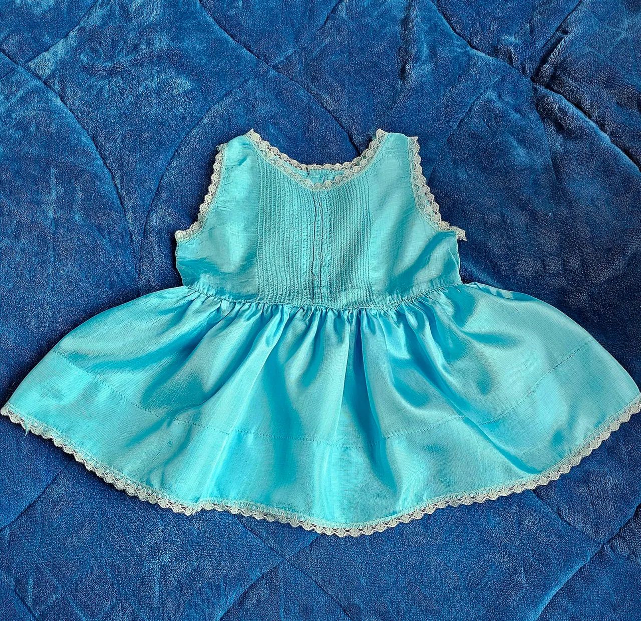Vestido azul de crochê 1 ano - Foto 5