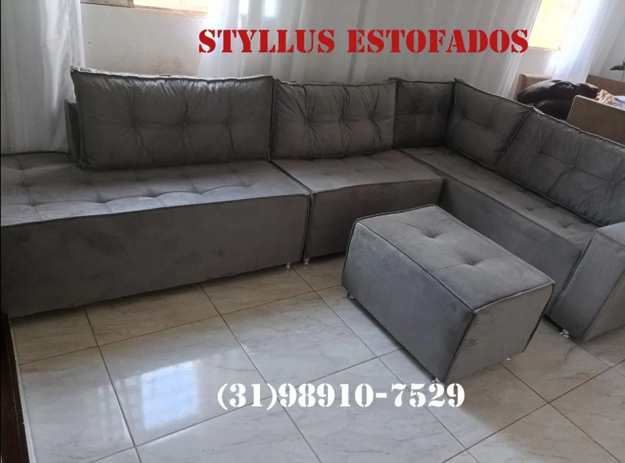 Sofá de Canto Cinza - Novo