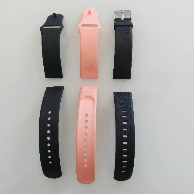 Pulseira p/ Smartwatch Silicone (Rosa ou Preta)