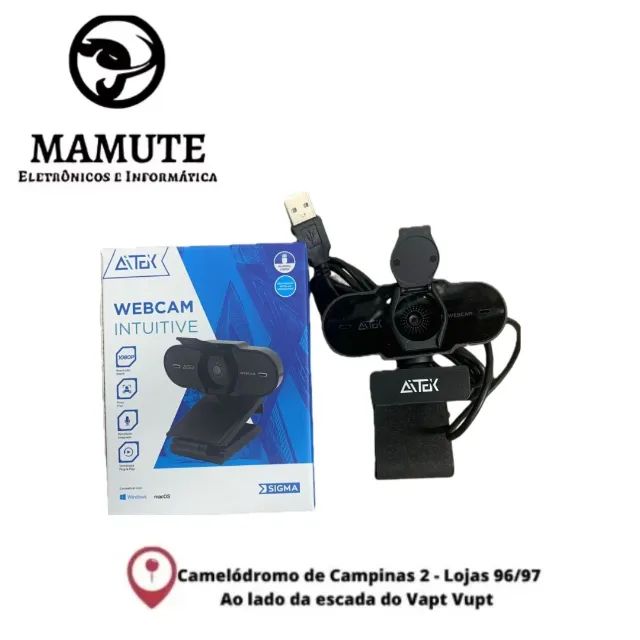 Webcam Intuitive 720p  Foco automático plug-and-play Microfone integrado