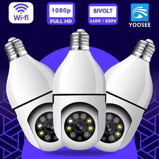 Câmera Segurança Bocal 1080p Wifi Full Hd Lâmpada Visão Noturna - Foto 4