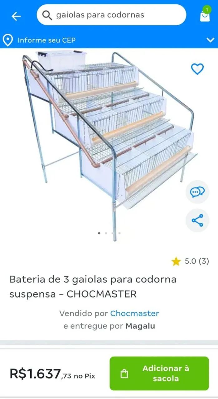 Bateria de 03 gaiola para cordona  - Foto 4