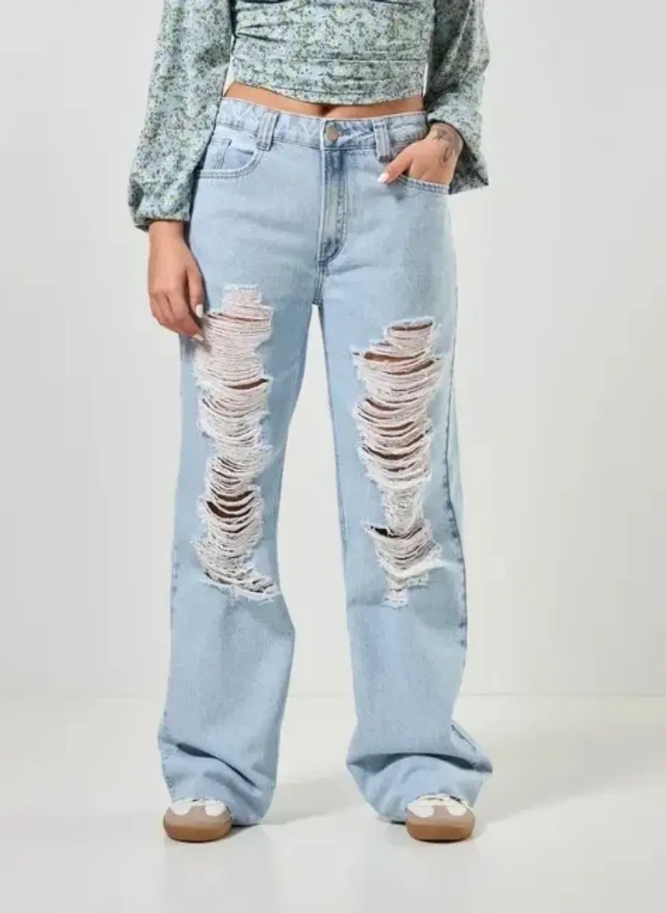 Calça Jeans Destroyed - Tamanho M